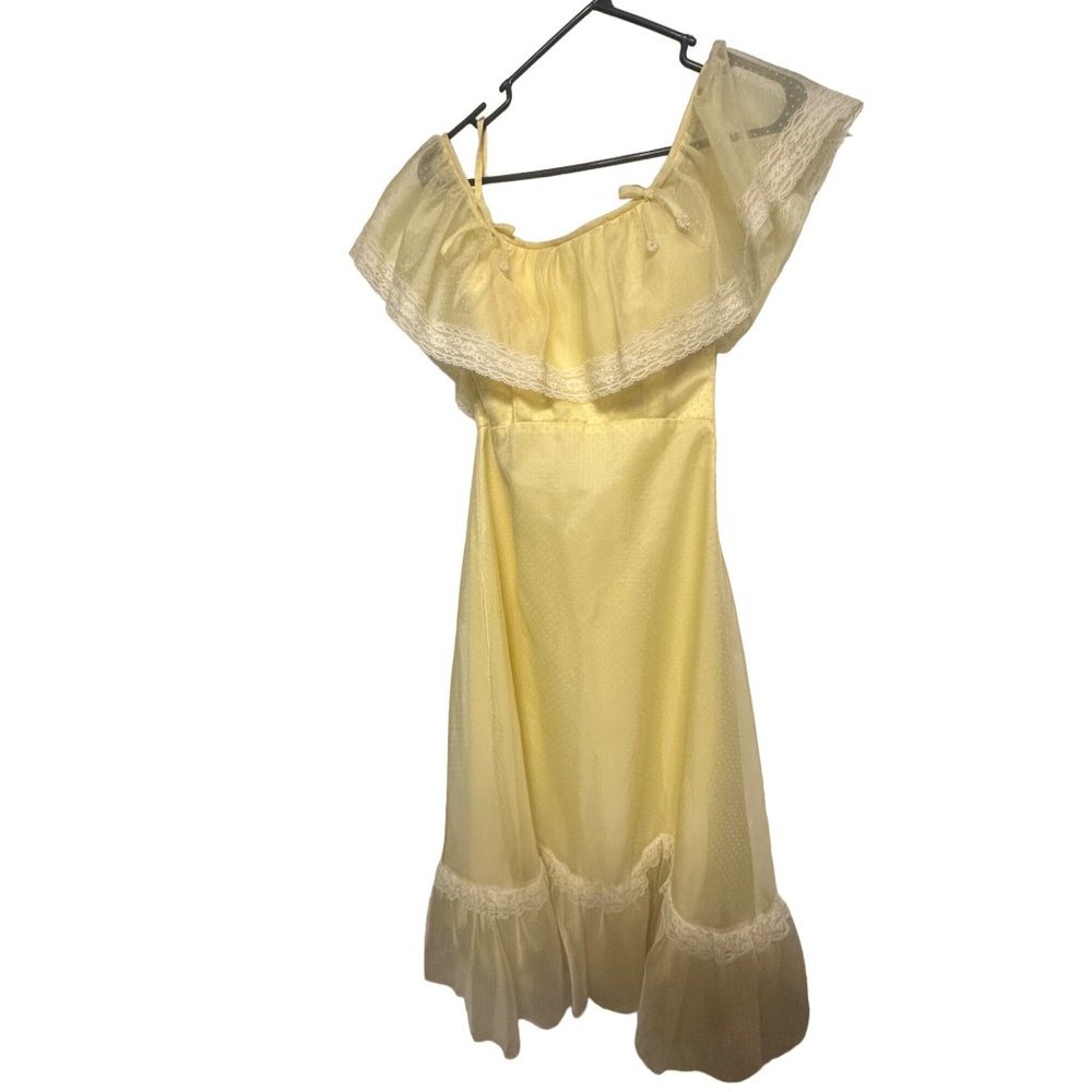 Lorrie Deb Vintage Yellow Long Dress Ruffles Size 9/10‎